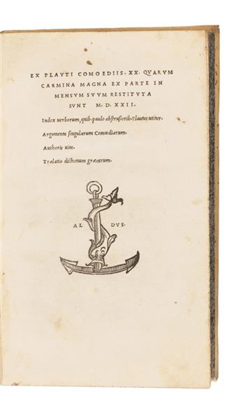 PLAUTUS, TITUS MACCIUS.  Ex Plauti comediis XX.  1522